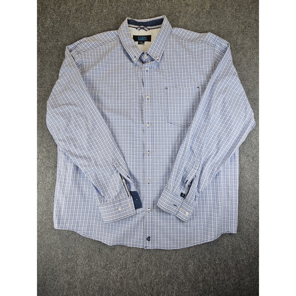 Cody James CORE MENS XL Collared Button Down Long Sleeve Shirt Plaid Blue 1497